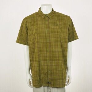 New Salomon ActiLite Button Down Shirt Mens XL Brown Plaid Outdoor Hiking Tech